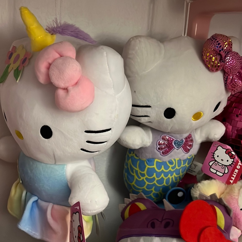 Mermaid and Unicorn Hello Kitty plushie bundle with string